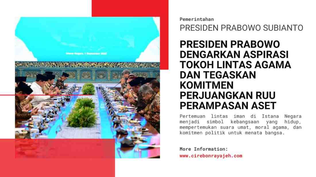Presiden Prabowo Subianto menggelar silaturahmi dengan tokoh lintas agama, pimpinan partai politik, pimpinan serikat buruh, dan organisasi kepemudaan lintas iman di Istana Negara, Jakarta, pada Senin, 1 September 2025. Foto: BPMI Setpres/Muchlis Jr